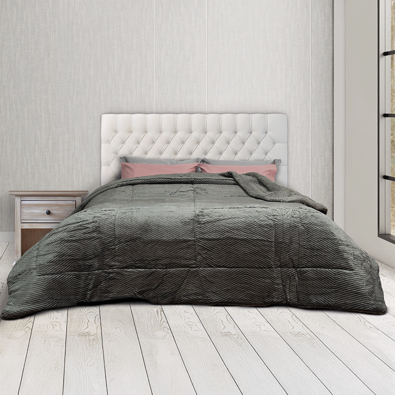 Κουβερτοπάπλωμα Flannel Sherpa Epavlis Υπέρδιπλο Σχ.3020 χρ.Γκρι 220Χ240