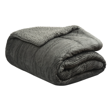 Κουβερτοπάπλωμα Flannel Sherpa Epavlis Μονό Σχ.3020 χρ.Γκρί 160Χ240