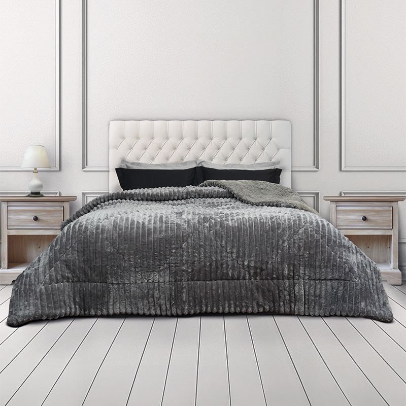 Κουβερτοπάπλωμα Flannel Sherpa Epavlis Υπέρδιπλο Σχ.3012 χρ.Γκρί 220Χ240