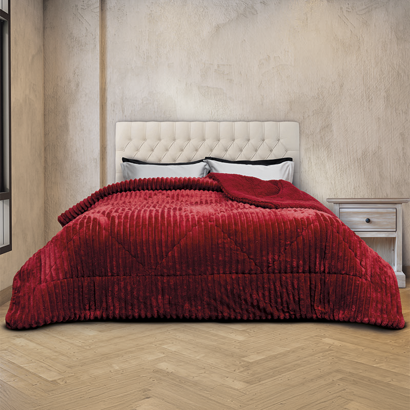 Κουβερτοπάπλωμα Flannel Sherpa Epavlis Μονό Σχ.3011 χρ.Μπορντώ 160Χ240