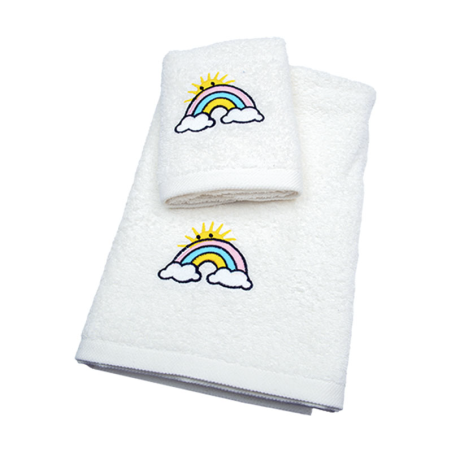 Σετ 2 Τεμαχίων Πετσέτες Παιδικές Epavlis (30x50, 70x140) Rainbow Λευκό