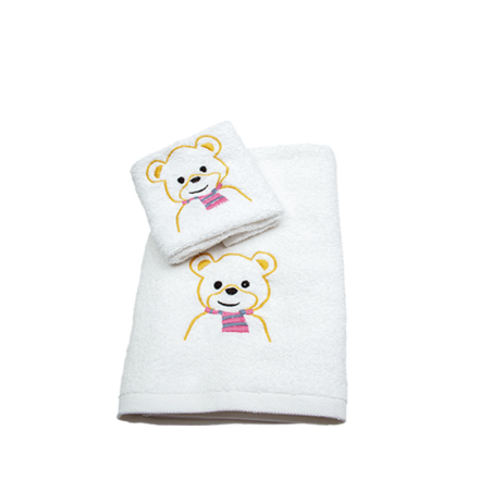 Σετ 2 Τεμαχίων Πετσέτες Παιδικές Epavlis (30x50, 70x140) Bear Λευκό