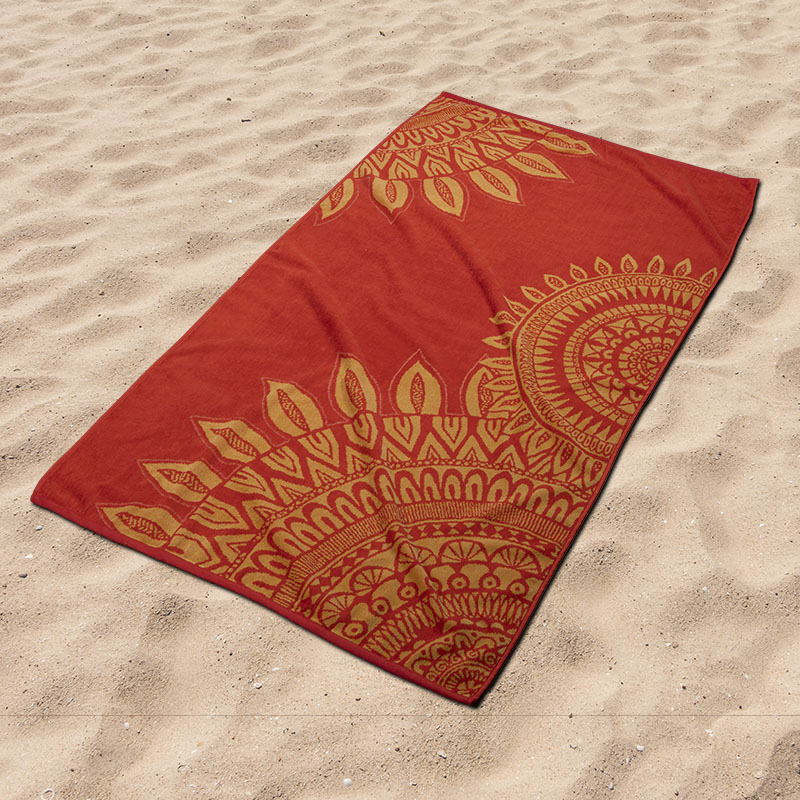 Πετσέτες Θαλάσσης Βελουτέ 85x160 Boho Κοραλί