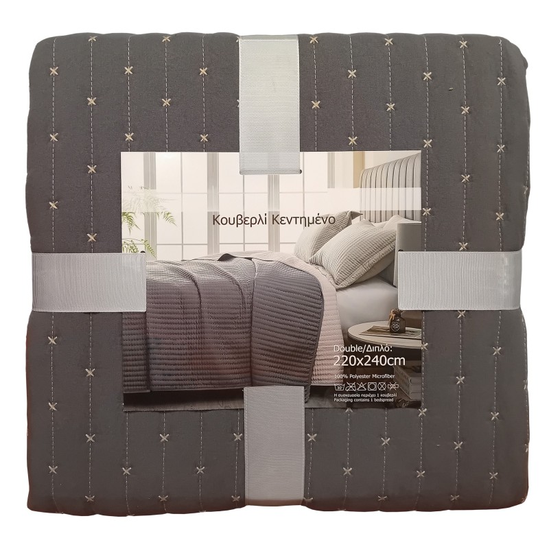 Κουβερλί Κεντητό Epavlis Υπέρδιπλο 220x240 Χρ.Grey